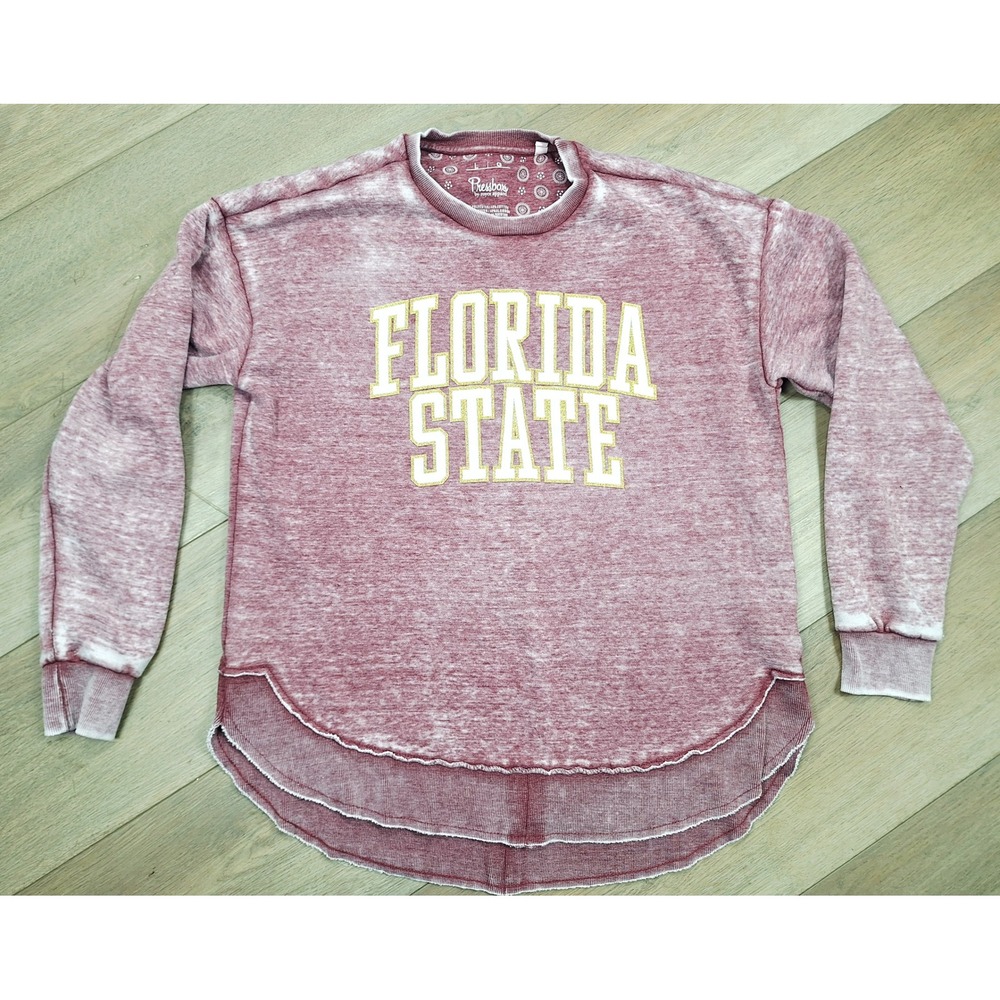 Pressbox Florida State Seminoles Sweatshirt‎ Womens Large Garnet Burnout Raw Hem